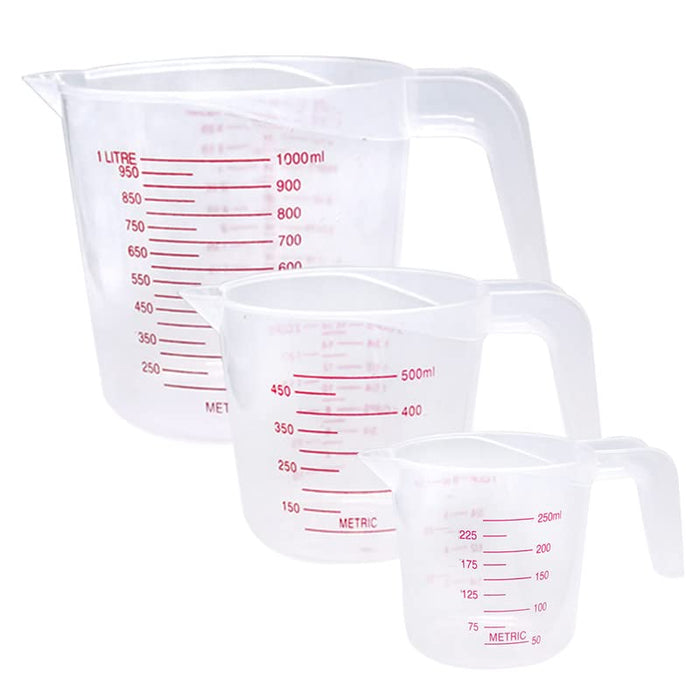 Plastic Measuring Cup,Set of 3 Clear Measuring Cups,1 Cup/2 Cup/4 Cup —  CHIMIYA