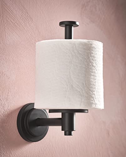 Moen Dn0709Bll Iso European Single Post Toilet Paper Holder, Matte Black