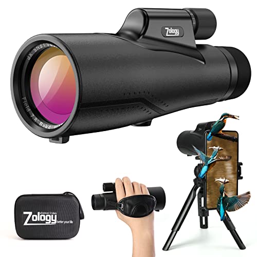Zology 12X56 Hd Monocular Telescope With Premium Carry Case,Phone Adapter And Generation Tripod,Portable And Waterproof High