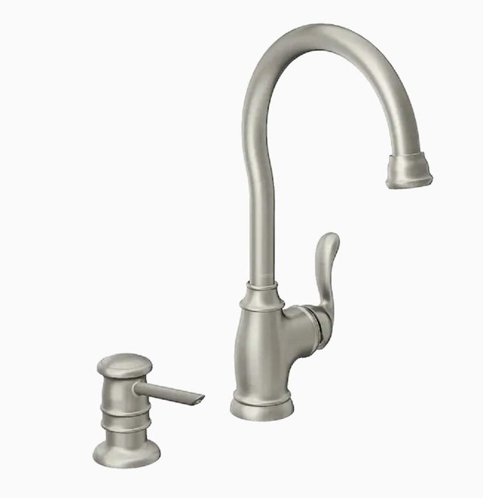 Moen 87682SRS High-Arc Kitchen Faucet with Soap Dispenser from the Anabelle Collection, Spot Resist Stainless