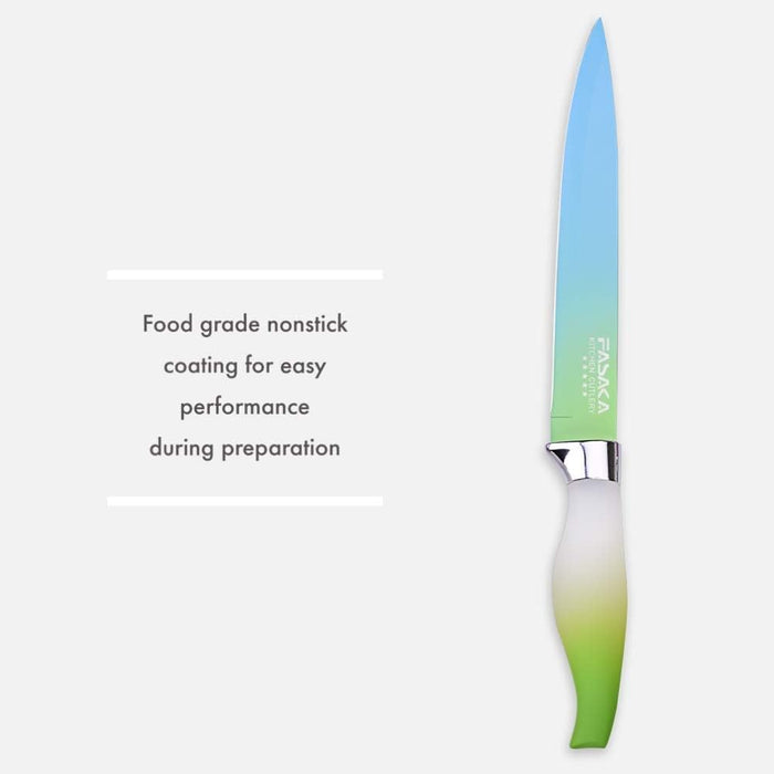 6 Piece Colorful Knife Set - 5 Kitchen Knives with 1 Peeler - Non-Stick  Stainless Steel Chef Knife Set Rainbow Knives with Round PP Handle, Display