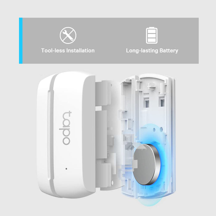 TP-Link Tapo Door Sensor Mini, REQUIRES Tapo Hub, Long Battery Life w/ Sub-1G Low-Power Wireless protocol, Contact Sensor, 22mm Wide Gap Allowed, Real-Time Notification, Smart Action (Tapo T110)