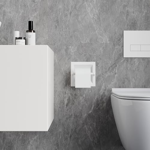Wzrua Recessed Toilet Paper Holder White,Pivoting Toilet Tissue Holder,Made Of Sus304 Stainless Steel, In Wall Toilet Paper Holder