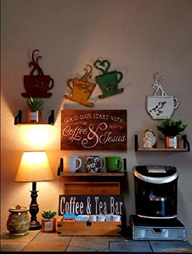  Hotop 4 Pieces Metal Coffee Cup Wall Decor Wire