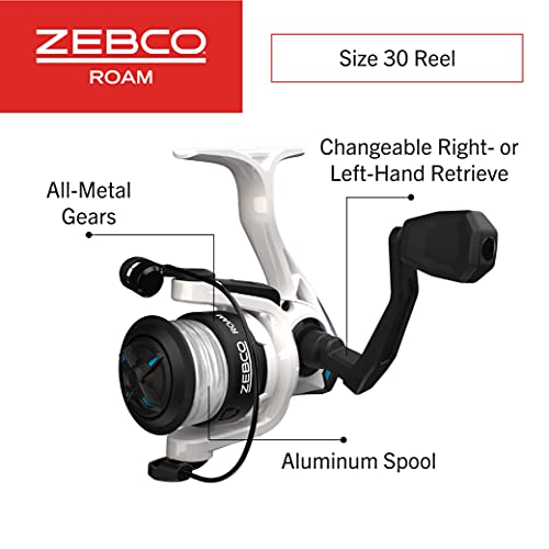 Zebco Roam Spinning Fishing Reel, Size 30 Reel, Changeable Right Or Lefthand Retrieve, Prespooled With 10Pound Zebco Fishing Line
