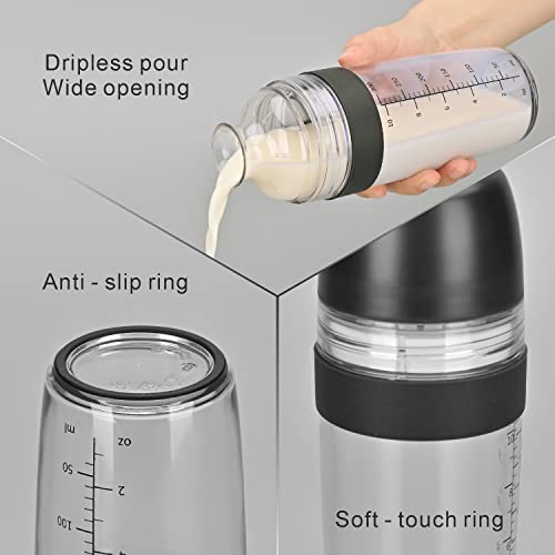Kitchendao 2 In 1 Salad Dressing Shaker Container With Juicer, Pour Spout, Leakproof, Disasher Safe, Bpa Free, Travel Homemade
