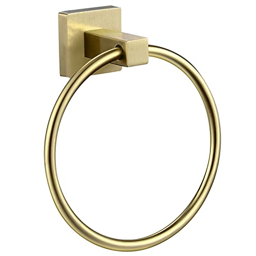 Wolibeer Gold Towel Holder, Brushed Brass Hand Towel Ring, Bath Round Towel Hanger Wall Mount For Bathroom Toilet Kitchen Stainles