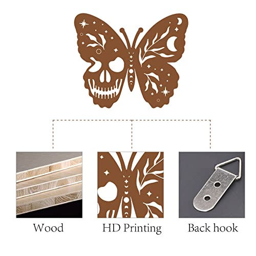 CREATCABIN Butterfly Wood Wall Art ll Wall Decor Laser Cut Sculpture Hanging Witch Decor with Hook for Farmhoe Home Office
