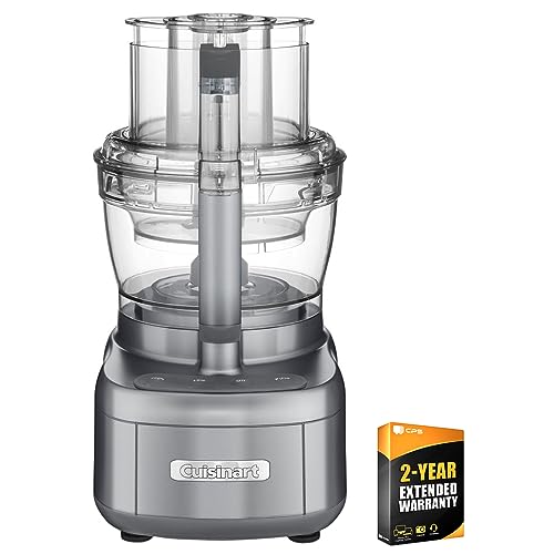 Cuisinart Fp2Gm Elemental Food Processor With 11Cup And 4.5Cup Workbowls, Gunmetal Bundle With 2 Yr Cps Enhanced Protection Pack