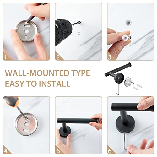 Layuki Toilet Paper Holder, Toilet Paper Roll Holder, Toilet Tissue Holder, Matte Black, Wall Mount, Sus304 Stainless Steel