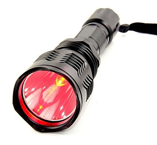 BESTSUN Brightest Waterproof Red Light Flashlight HS-802 1000 Lumens 350 Yard Long Range Red Hunting Light Coyote Hog Night Vision Red LED Flashlight Light Lamp Torch with Battery and Charger