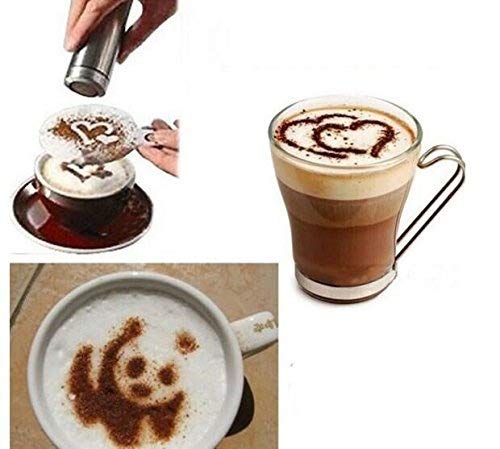 Drhob Hot 16Pcs Coffee Latte Art Stencils DIY Decorating Cake Cappuccino  FoamTool CN (Color: White)