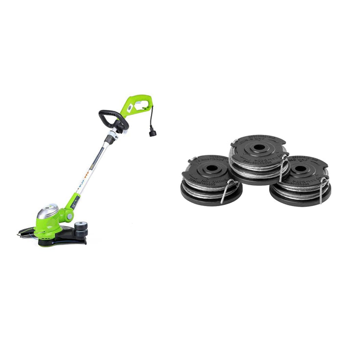 Greenworks 5.5 Amp 15" Corded Electric String Trimmer & 0.065" Dual Line Replacement String Trimmer Line Spool, 3 Count (Pack of 1)