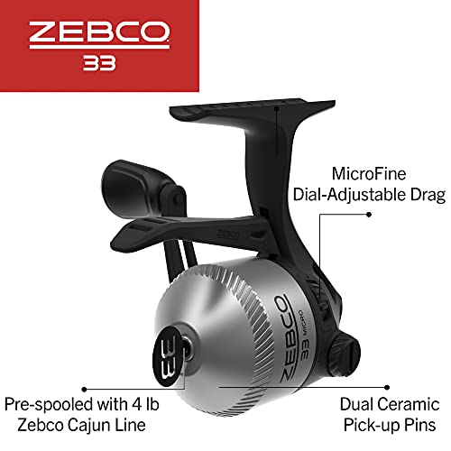 Zebco 33 Spincast Fishing Reel, Quickset Antireverse With Bite Alert, Smooth Dialadjustable Drag, Powerful Allmetal Gears