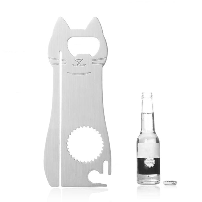 Multi-function Stainless Steel Bottle Opener , Cat Beer Bottle Opener,Sturdy Cute Cartoon Animal Soda Beverage Cap Opener