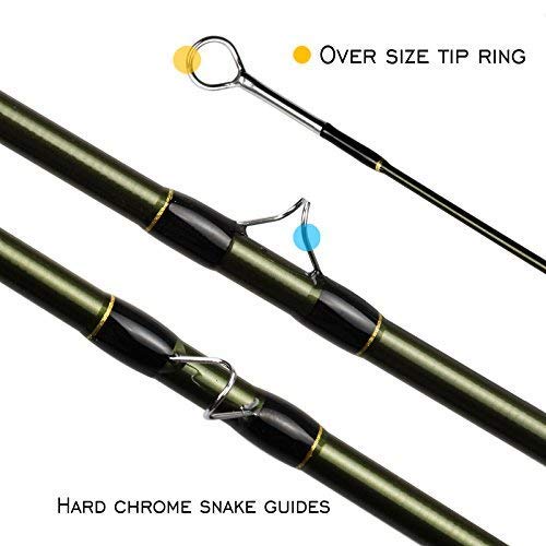 AnglerDream Archer Fly Fishing Rod 4 Section 3/4 / 5 / 8WT Fast Action Dark Green Fly Rod Graphite IM 10 / 36T Carbon Fiber Fly Rod CNC Machined Golden Aluminum Reel Seat with Cordura Cloth Tube