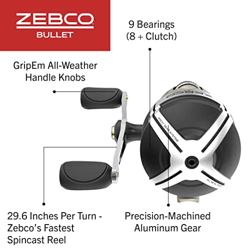 Zebco Bullet Mg Spincast Fishing Reel, Size 30 Reel, Ultralightweight Magnesium Body, Changeable Right Or Lefthand Retrieve