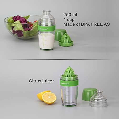 Kitchendao 2 In 1 Salad Dressing Shaker 250Ml 1 Cup 2 Pack