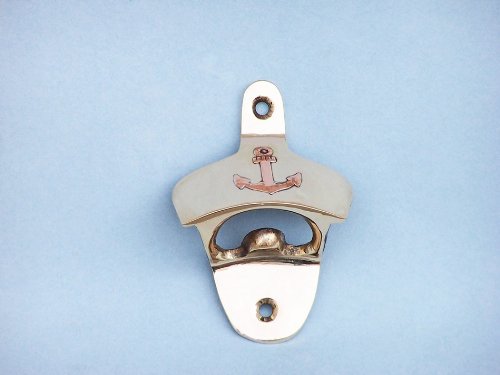 Solid Brass Wall Mounted Nautical Bottle Opener with Anchor by GSM