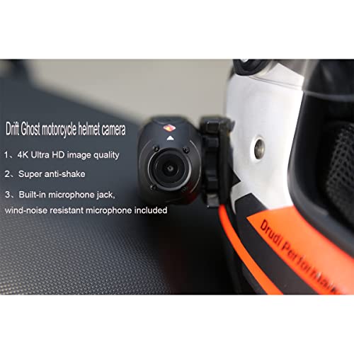 Drift Ghost 4K+ Wifi Action Camera, Motorcycle Helmet Camera With Eis Support External Mic 140 Degree Wide Angle, Driving
