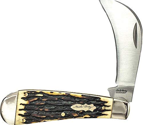 Uncle Henry 16UH Hawkbill Pruner 7in Folding Knife with 3in High Carbon Stainless Steel Hawkbill Blade, Classic Staglon Handle, and Nickel Silver Bolsters for EDC, Pruning, Grafting, and Gardening