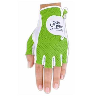 Lady Classic Cabretta 1/2 Finger Golf Glove Green Medium RH