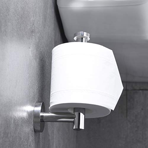 Hoooh 3Pieces Set Bathroom Hardware Set Polished Stainless Steel Round Wall Mounted Includes Toilet Paper Holder, 2X Robe Hooks