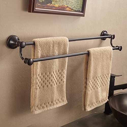Wolibeer Bronze Double Towel Bar, Adjustable 14.96 To 26.57 Inches Towel Holder Oil Rubbed Farmhouse Towel Rack Rustic Towel
