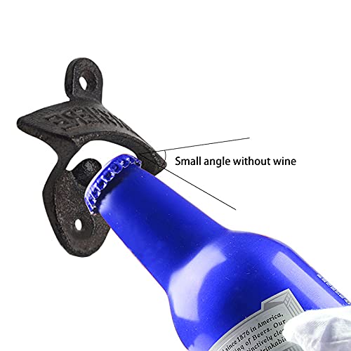 2 Pcs Bottle Opener Wall Mounted, Antique Wall Bottle Opener with Metal Wall Sign, Cast Iron Bottle Opener Set with Screws