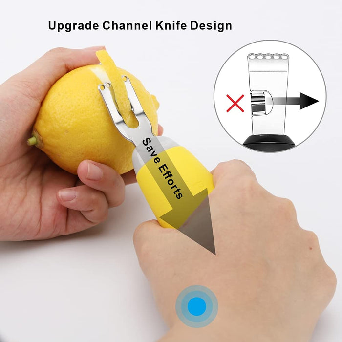 KITCHENDAO Citrus Lemon Peeler Zester Tool with Specially Designed Channel Knife to Save Effort, Ultra Sharp Lemon Rind Twist