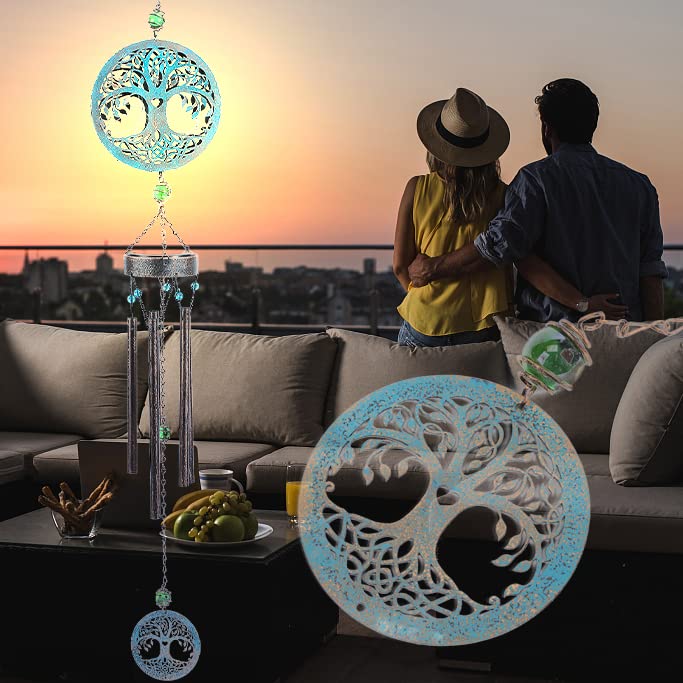 EDOF Solar Wind Chimes, Tree of Life Wind Chimes,A Spiritual  to Decorate Your Garden,Suitable for Porch, Dining Room, Courtyard and Wedding Scenes
