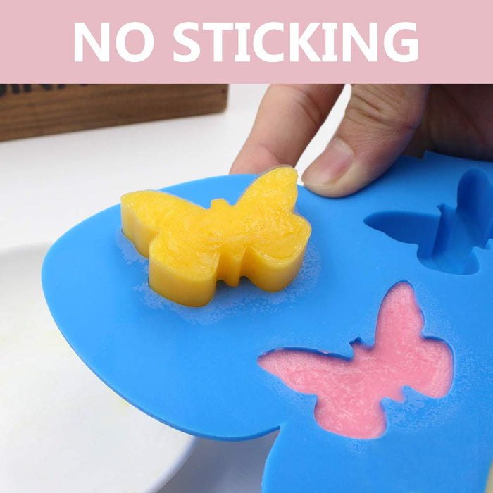 Stouge 2 Pcs Butterfly Mold Silicone Butterfly Shape Butterfly Ice Cube Tray Silicone Wax Melt Molds Chocolate Candy Baking Molds, Non-Stick Chocolate Soap Pudding Jello Ice Cube Tray