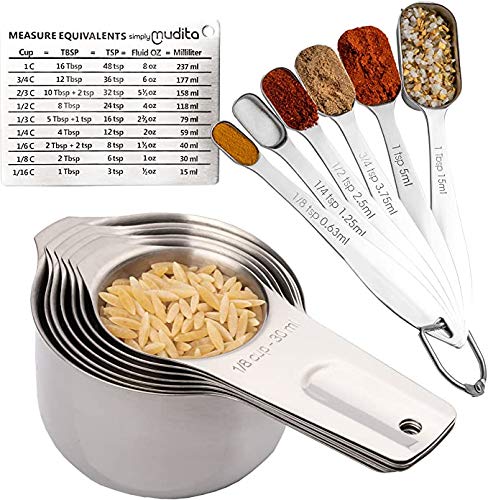 Measuring Cups and Spoons Set, 304 Stainless Steel Measuring Cups, 8 Pcs  Magneti