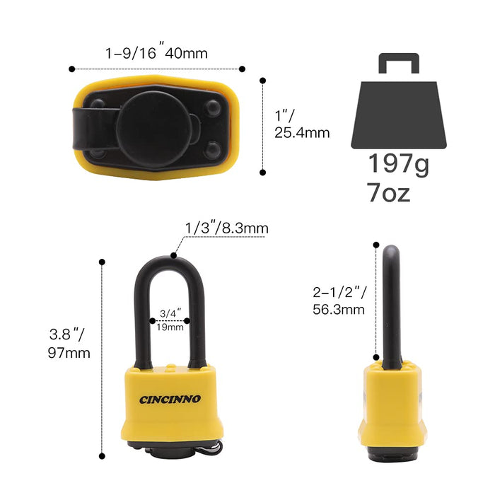 CINCINNO 40mm Padlock with Key,Weatherproof Laminated Steel Locks with Keys,Heavy Duty Keyed Alike Padlocks for Outdoor Use,12 P