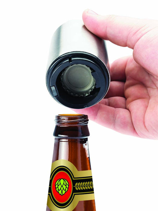 Jokari Magnetic Automatic One Handed Bottle Top Pop Opener. Easily Open Any Pry Top Beverage Without Damaging the Cap With 1 Push