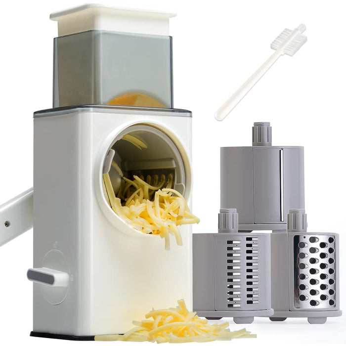 KEOUKE Upgraded Rotary Cheese Grater with Handle, Heavy Duty Storm Slicer Grater for Kitchen,Vegetable Slicer Nuts Grinder