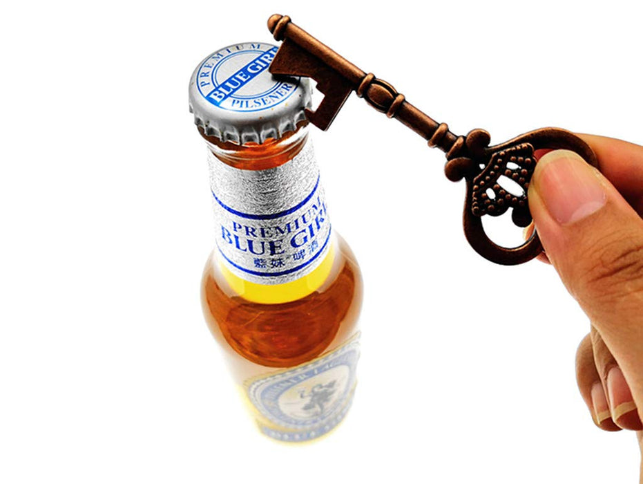 50pcs Skeleton Key Bottle Opener Wedding Party Favor Souvenir  with Escort Tag and Jute Rope (Copper Tone,5 styles)