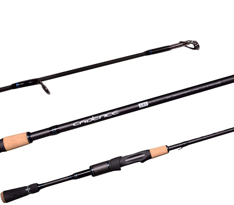 Cadence CR7 Spinning Rod, Fishing Rod with 40 Ton Carbon,Fuji Reel Seat,Durable Stainless Steel Guides with SiC Inserts,Full Assortment of Lengths, Actions for Spinning Reels