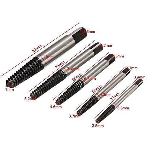 OriGlam 5PCS Screw Extractor Easy Out Set Drill Bits, Guide Broken Damaged Bolt Remover Tools Kit Set 3-9mm