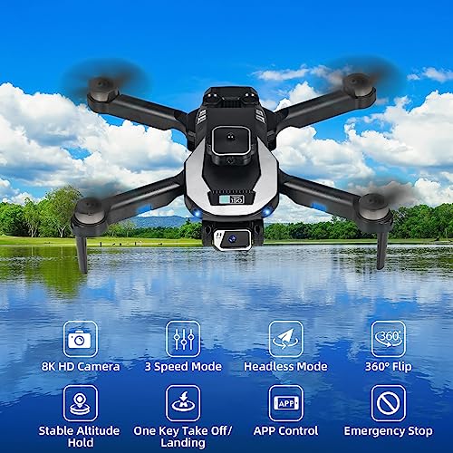 Drone With Camera For S And Kids,8K Hd Fpv Camera Drone With Carrying Case,Foldable Drone Remote Control Toys With 2 Batteries