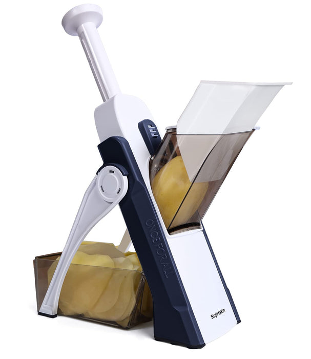 Mandoline Vegetable Slicer Adjustable Thickness Potato Onion Chopper Safe  Upright Dicer (Blue) 