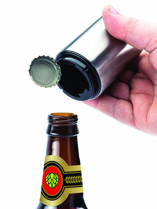 Pop-the-Top Beer Bottle Opener (Stainless): Automatic Bottle Cap Opener,  Push Down Pop Off Bar Tool, Soda and Beer Cap Remover, Cool & Fun Gadget