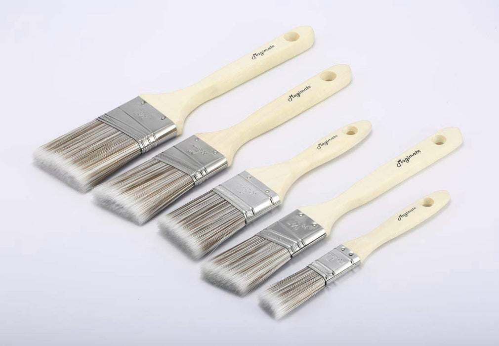 Magimate Paint Brushes Set, Sash Brushes, Soft Tapered Filament, Wood Stain  Brushes for Walls, Cabinets and Fences Pack of 5