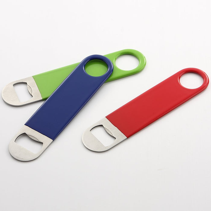 HQY 3 Pack Heavy Duty Stainless Steel Flat Bottle Opener, Solid Easy to Use Best Bottle Openers, 7 inches Red, Green, Blue