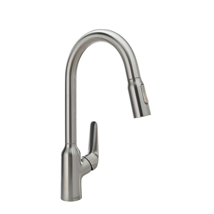 hansgrohe Focus N High Arc Kitchen Faucet 1-Handle 16-inch Tall Pull Down Sprayer Easy Clean in Stainless Steel Optic, 71800801