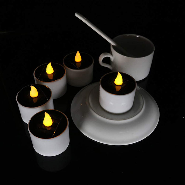 Led Tea Lights Solar Tea Lights Candles Led Flameless Flicker Candles for Lantern Window Outdoor Camping Christmas Home Decor (Yellow Flicker) Electric Candle Light