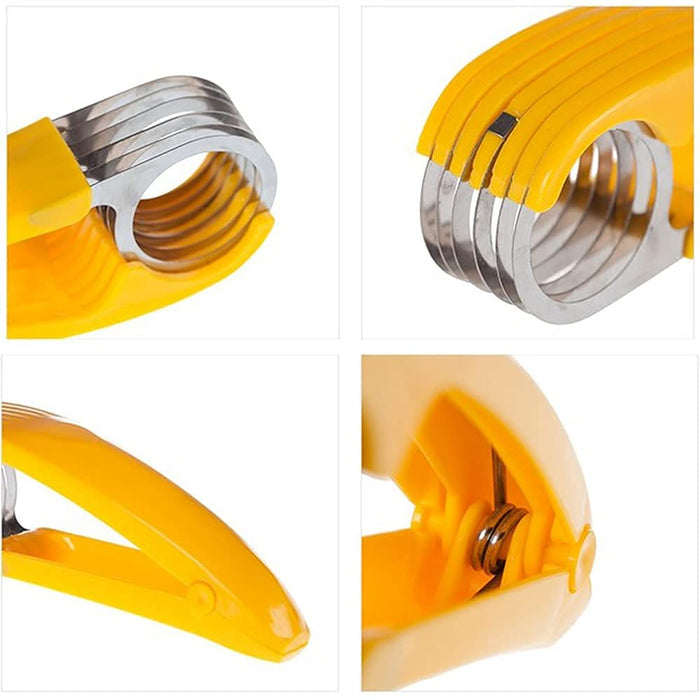 Guyuyii Banana Slicer for Kitchen Tools, ABS + Stainless Steel Fruit Salad Peeler Cutter, Easy Handle 2.1x1.8x7.1 Inch Kids