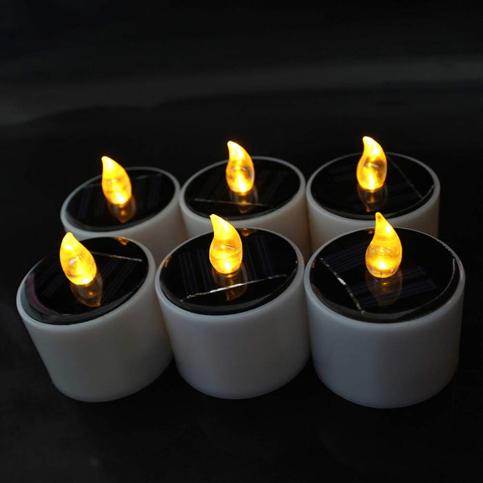 Led Tea Lights Solar Tea Lights Candles Led Flameless Flicker Candles for Lantern Window Outdoor Camping Christmas Home Decor (Yellow Flicker) Electric Candle Light