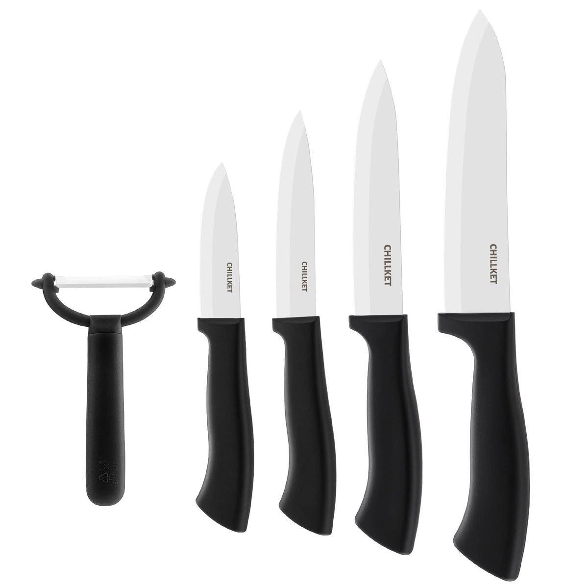 Ceramic Knife Set,All in one Knives set for Kitchen, Non Rust White  Zirconia Blade with Sheaths,Slicer,Peeler, Chef Knife,Ceramic Paring Knife
