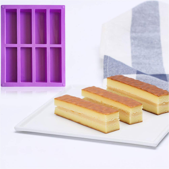 Palksky (2 Pcs 8 Cavity Large Rectangle Granola Bar Silicone Mold/Nutrition/Cereal Bar Molds Energy Bar Maker for Chocolate Truffles Ganache Bread Brownie Cornbread Cheesecake Pudding Butter Mould